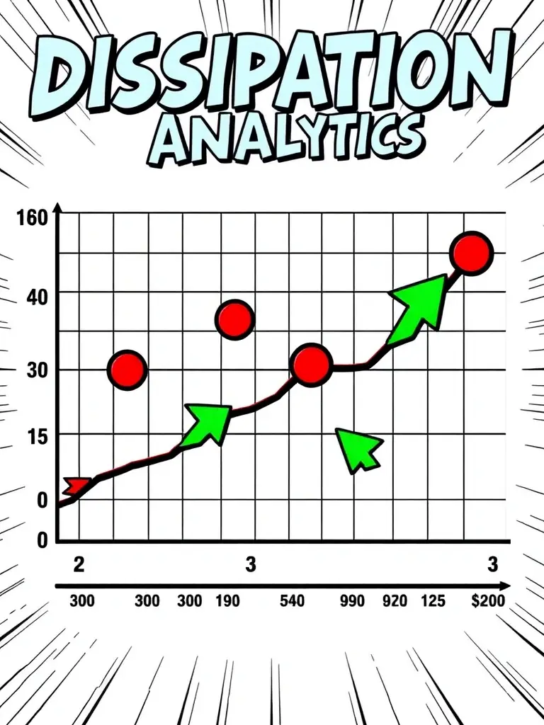 A graph depicting dissipation analytics, highlighting areas of energy loss and potential savings in a corporate technology environment.
